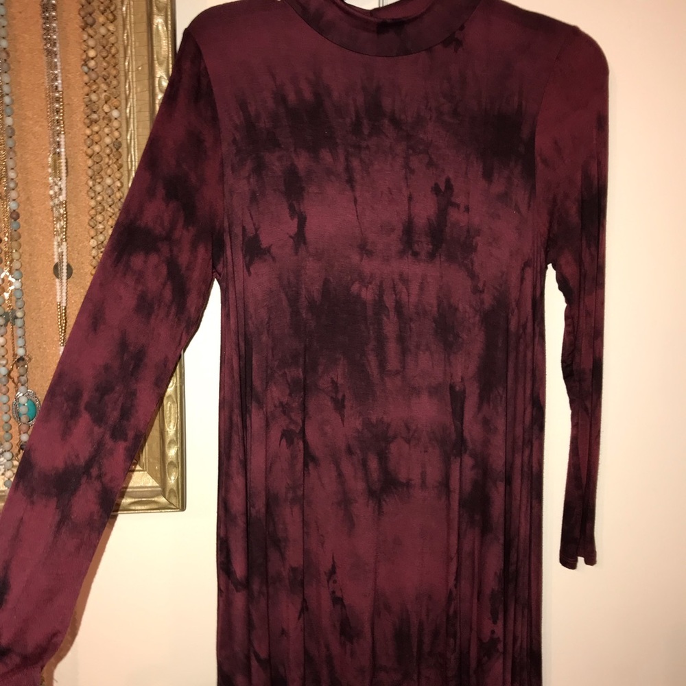 Tie dye wine and black dress